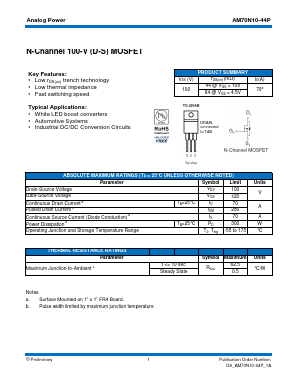 AM70N10-44P Datasheet PDF Analog Power