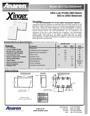 BD1722J50200AHF Datasheet PDF Anaren Microwave