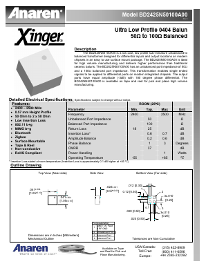 BD2425N50100A00 Datasheet PDF Anaren Microwave