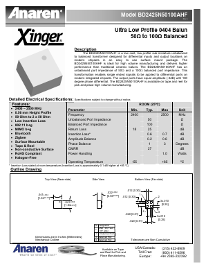 BD2425N50100AHF Datasheet PDF Anaren Microwave