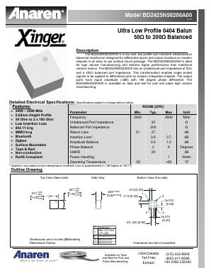 BD2425N50200A00 Datasheet PDF Anaren Microwave