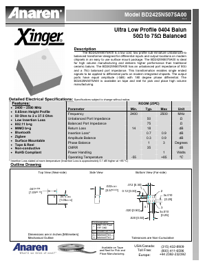 BD2425N5075A00 Datasheet PDF Anaren Microwave