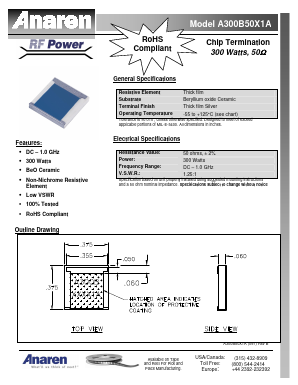 A300B50X1A Datasheet PDF Anaren Microwave