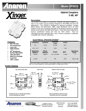 JP503S Datasheet PDF Anaren Microwave