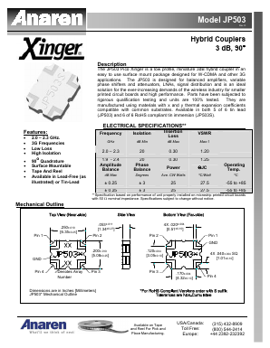 JP503 Datasheet PDF Anaren Microwave