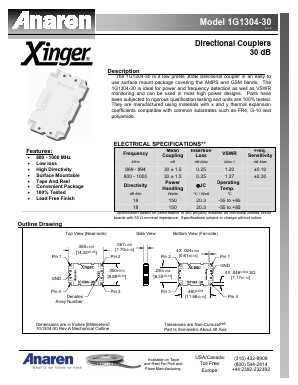 1G1304-30 Datasheet PDF Anaren Microwave