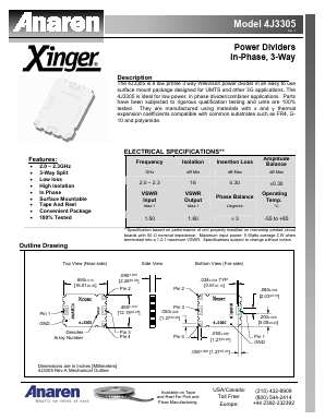 4J3305 Datasheet PDF Anaren Microwave