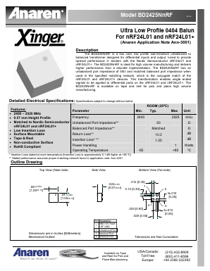 BD2425NNRF Datasheet PDF Anaren Microwave