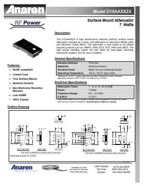 D10AA1Z4 Datasheet PDF Anaren Microwave