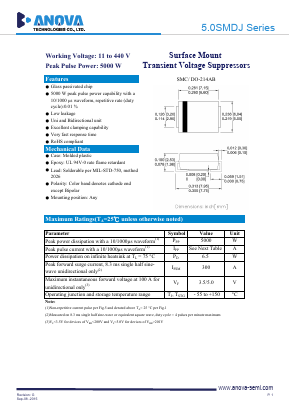 5.0SMDJ16C Datasheet PDF Anova Technologies CO., LTD.