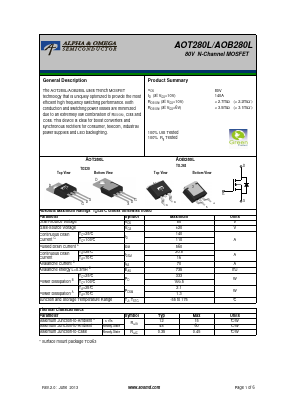 AOT280L Datasheet PDF Alpha and Omega Semiconductor