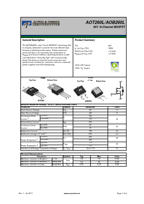 AOT260L Datasheet PDF Alpha and Omega Semiconductor