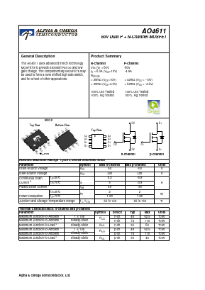 AO4611_10 Datasheet PDF Alpha and Omega Semiconductor