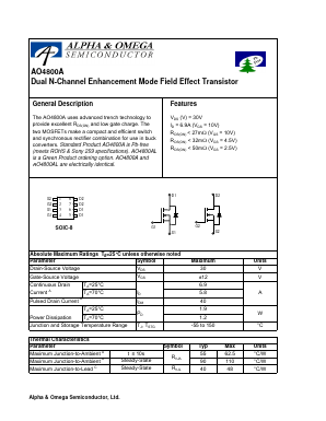 AO4800AL Datasheet PDF Alpha and Omega Semiconductor