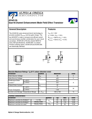 AO4812AL Datasheet PDF Alpha and Omega Semiconductor