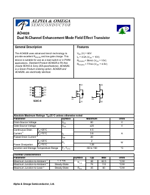 AO4828 Datasheet PDF Alpha and Omega Semiconductor