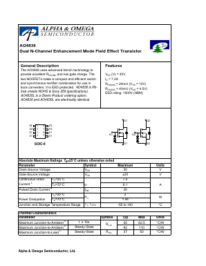 AO4836 Datasheet PDF Alpha and Omega Semiconductor