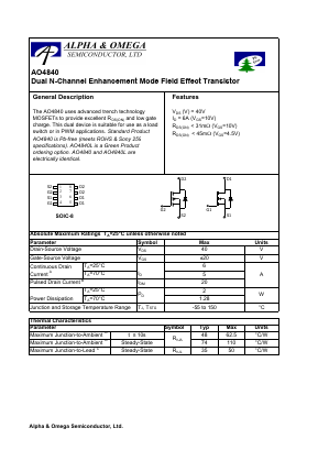 AO4840L Datasheet PDF Alpha and Omega Semiconductor