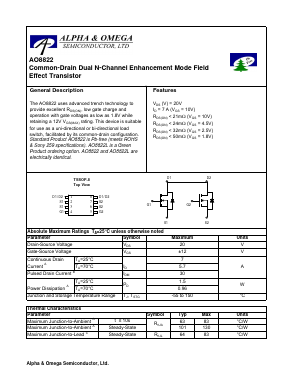 AO8822 Datasheet PDF Alpha and Omega Semiconductor