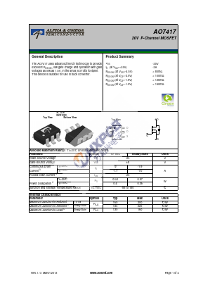 AO7417 Datasheet PDF Alpha and Omega Semiconductor