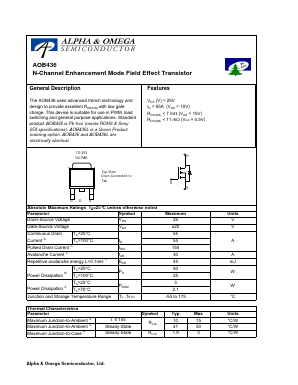 AOB436 Datasheet PDF Alpha and Omega Semiconductor