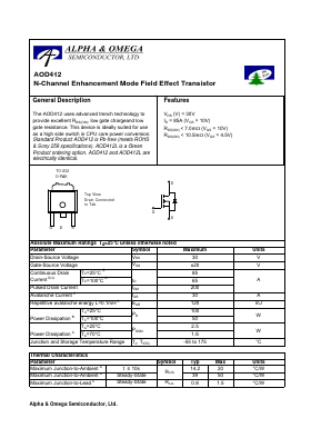 AOD412L Datasheet PDF Alpha and Omega Semiconductor