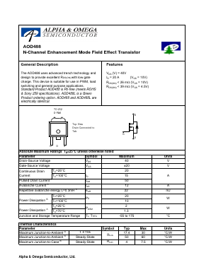 AOD488L Datasheet PDF Alpha and Omega Semiconductor