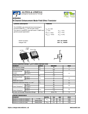 AOD496A Datasheet PDF Alpha and Omega Semiconductor