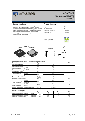 AON7446 Datasheet PDF Alpha and Omega Semiconductor