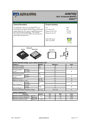 AON7452 Datasheet PDF Alpha and Omega Semiconductor