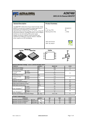 AON7460 Datasheet PDF Alpha and Omega Semiconductor