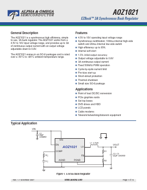 AOZ1021 Datasheet PDF Alpha and Omega Semiconductor