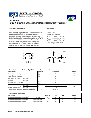 AO9926E Datasheet PDF Alpha and Omega Semiconductor