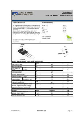 AOK29S50 Datasheet PDF Alpha and Omega Semiconductor