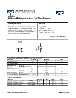 AO6420 Datasheet PDF Alpha and Omega Semiconductor