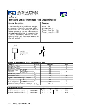 AOU438L Datasheet PDF Alpha and Omega Semiconductor