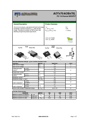 AOT470 Datasheet PDF Alpha and Omega Semiconductor