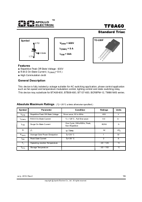 TF8A60 Datasheet PDF Apollo Electron Co., Ltd.