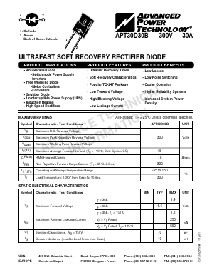 APT30D30 Datasheet PDF Advanced Power Technology 