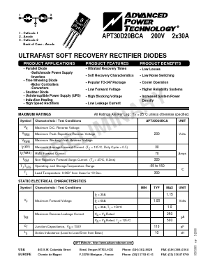 APT30D20BCA Datasheet PDF Advanced Power Technology 