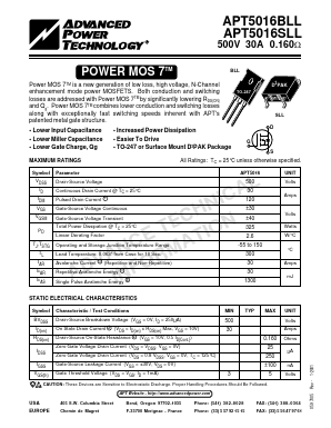 APT5016 Datasheet PDF Advanced Power Technology 