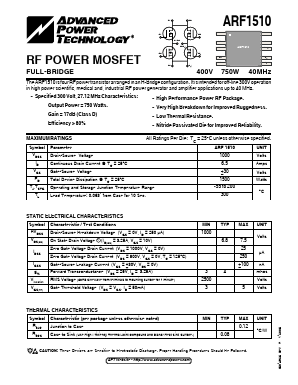 ARF1510 Datasheet PDF Advanced Power Technology 