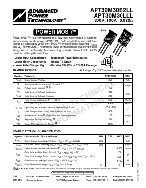 APT30M30LLL Datasheet PDF Advanced Power Technology 