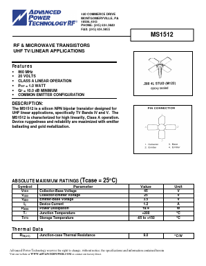 MS1512 Datasheet PDF Advanced Power Technology 