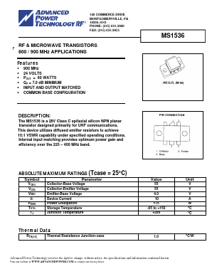 MS1536 Datasheet PDF Advanced Power Technology 