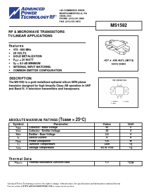 MS1582 Datasheet PDF Advanced Power Technology 