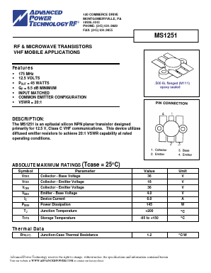 MS1251 Datasheet PDF Advanced Power Technology 