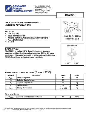 MS2201 Datasheet PDF Advanced Power Technology 