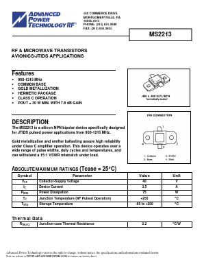 MS2213 Datasheet PDF Advanced Power Technology 