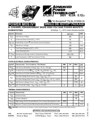 APL501J Datasheet PDF Advanced Power Technology 